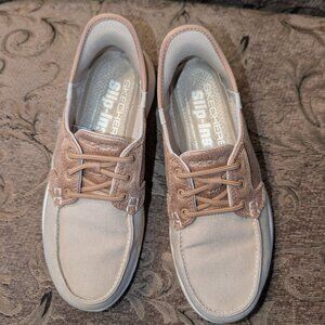 Skechers Slip-ins On-the-GO Flex Palmilla Beige Casual Boat Deck Shoe Sneaker